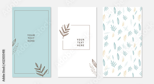 Leaf pattern, vector pattern, organic botanical vector illustration, wallpaper decoration, floral motive for wedding invitation, packaging