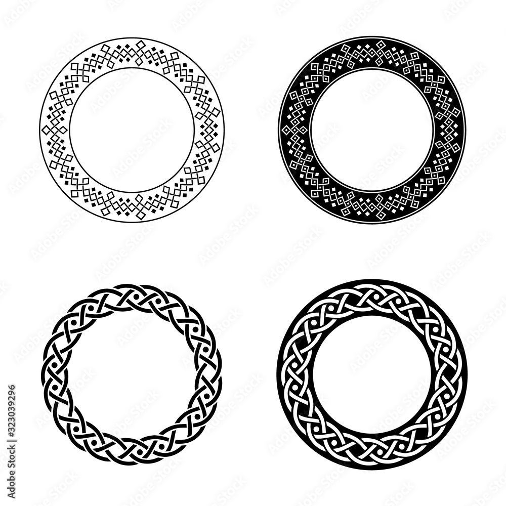 Classic Celtic Ornament Frame Vintage Border Art Decorative element vector ornament Pattern in Black and White and seamless pattern