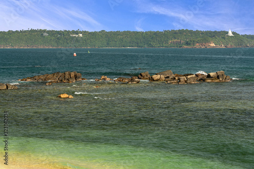 Sri Lanka, jcean landscape view with waves and rocks photo