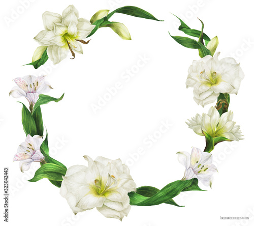 Bridal round shape wreath with white flowers
