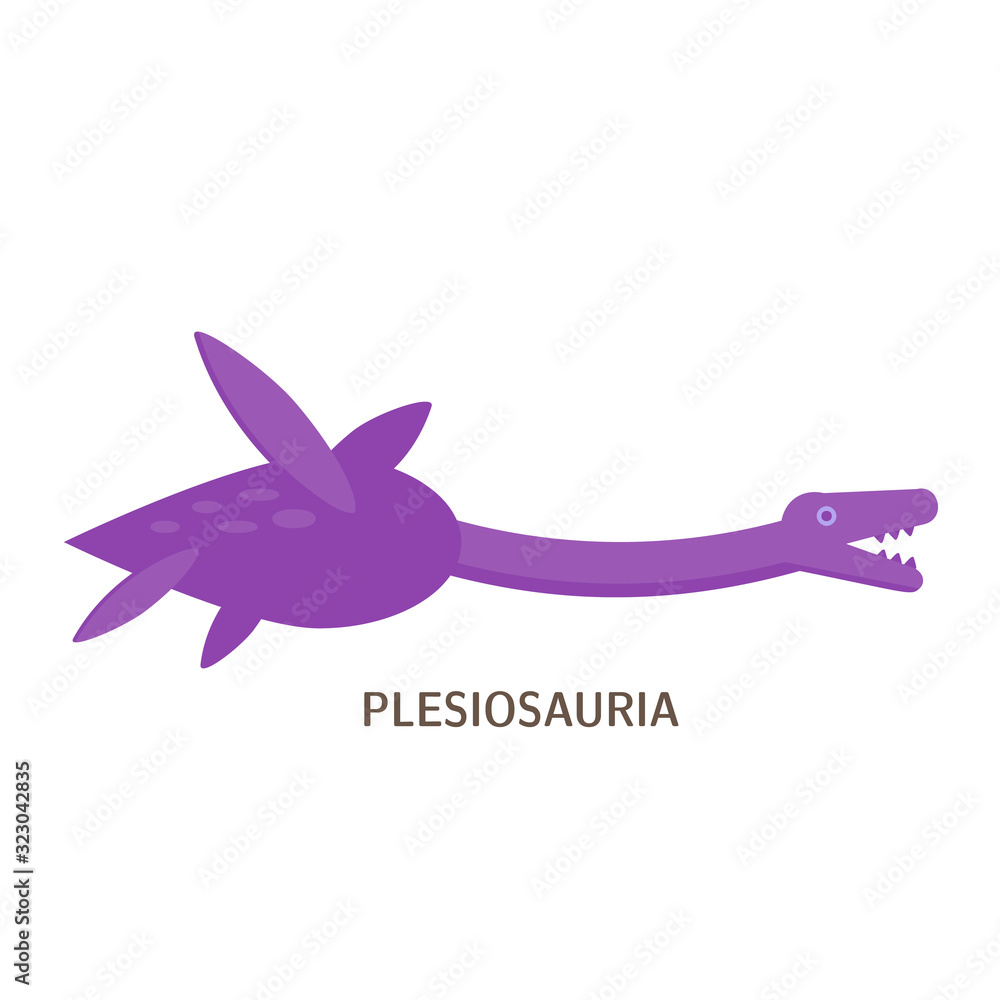 Simple flat style icon of Plesiosauria with text. Pictogram of dinosaur for print on t-shirt or design card. Loch nessie. Simple flat style icon of Plesiosauria with text. Pictogram of dinosaur for print on t-shirt or design card. Loch nessie.