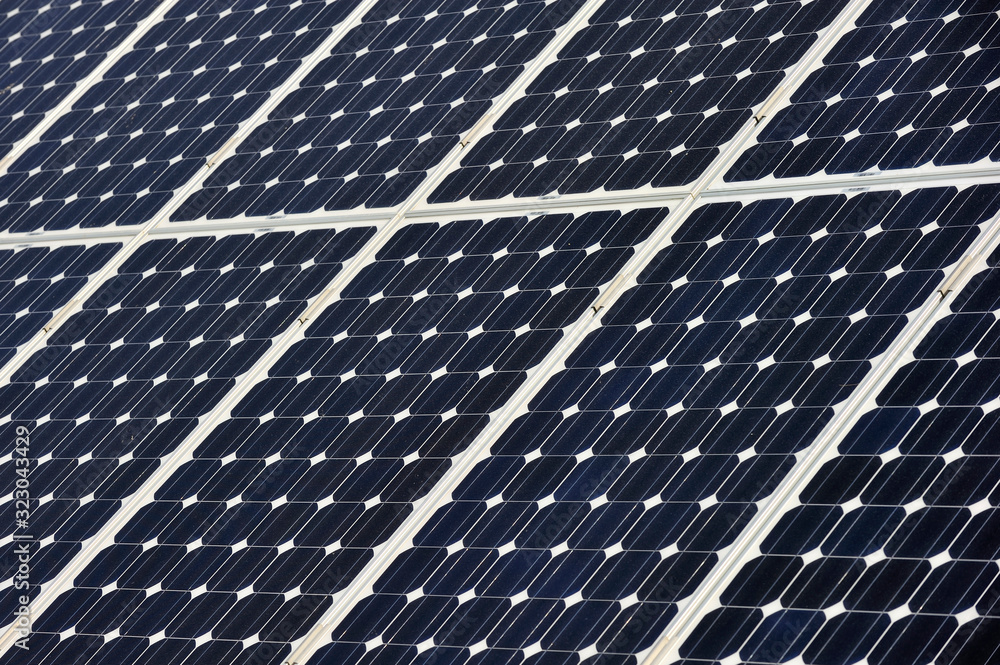 Close-up of photovoltaic solar panels on roof Close-up of photovoltaic solar panels on roof