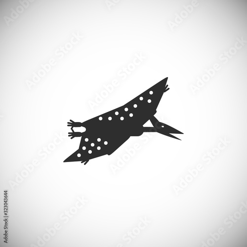 Simple flat style icon of Pteranodon. Silhouette pictogram black and white of pterosaur for different design.