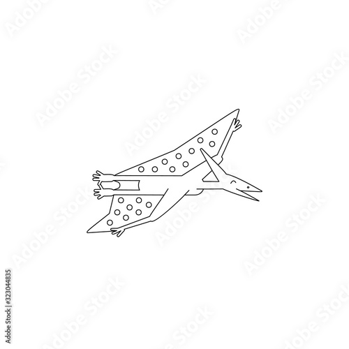 Simple line style icon of Pteranodon. Pictogram of pterosaur for coloring book and different design.