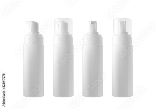 Realistic blank bottle with dispenser isolated on white background