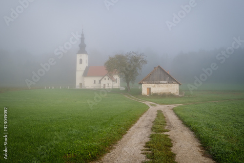 Hrase church among the spring fields photo