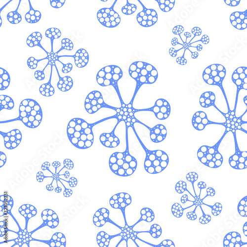 Seamless pattern cartoon bacteria biology organisms. Virus infection epidemic sick. Medical genetics bacteriological Microorganism.