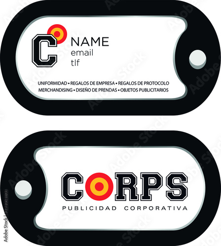 Diseño tarjeta emulando a chapa ejército