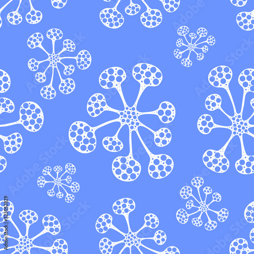 Seamless pattern cartoon bacteria biology organisms. Virus infection epidemic sick. Medical genetics bacteriological Microorganism.