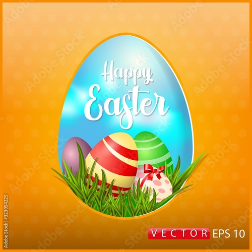 Vector illustration on the theme of the holiday Easter, Easter card with an egg. EPS 10.