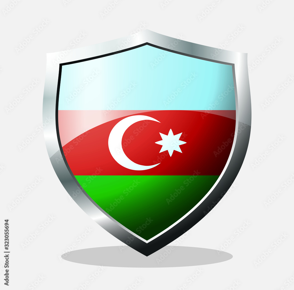 azerbaijan state flag shield icon with a white background azerbaijan state flag shield icon with a white background