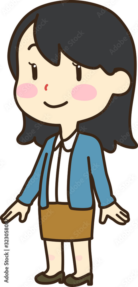 Girl with long black hair standing in office fashion Girl with long black hair standing in office fashion