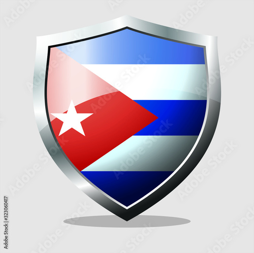 Cuban country flag shield icon with white background Free Download Cuban country flag shield icon with white background - GFXLoad