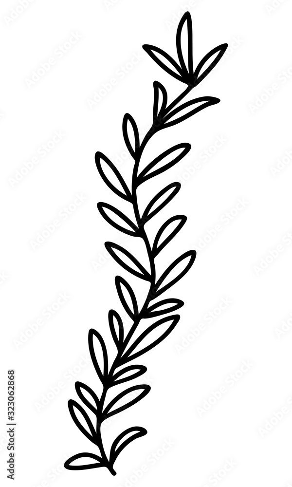 Naklejka premium Abstract doodle single floral element for decoration patterns, wrapping paper, wallpaper, cards, invitations, packing boxes, bouquets. Isolated on white background. Vector stock illustration.