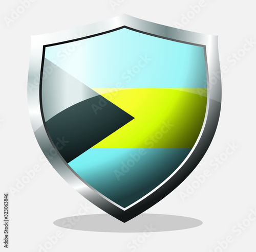 Obraz na płótnie Bahamas country flag shield icon with white background