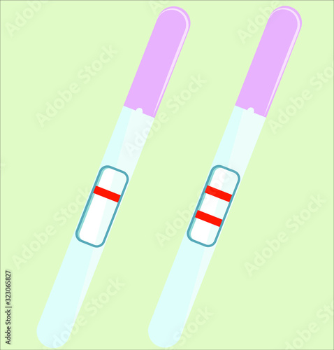 Pregnancy tests, pregnancy test strips, negative and positive tests. Vector image