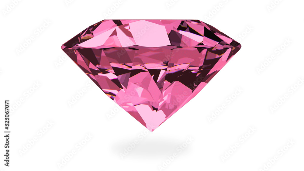 3d rendering. Luxury Pink purple Diamond with clipping path isolated on white background..