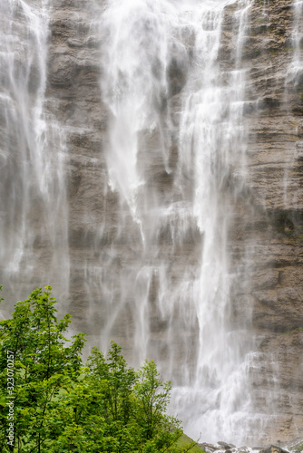 Mountain waterfall near Murren, Switzerland