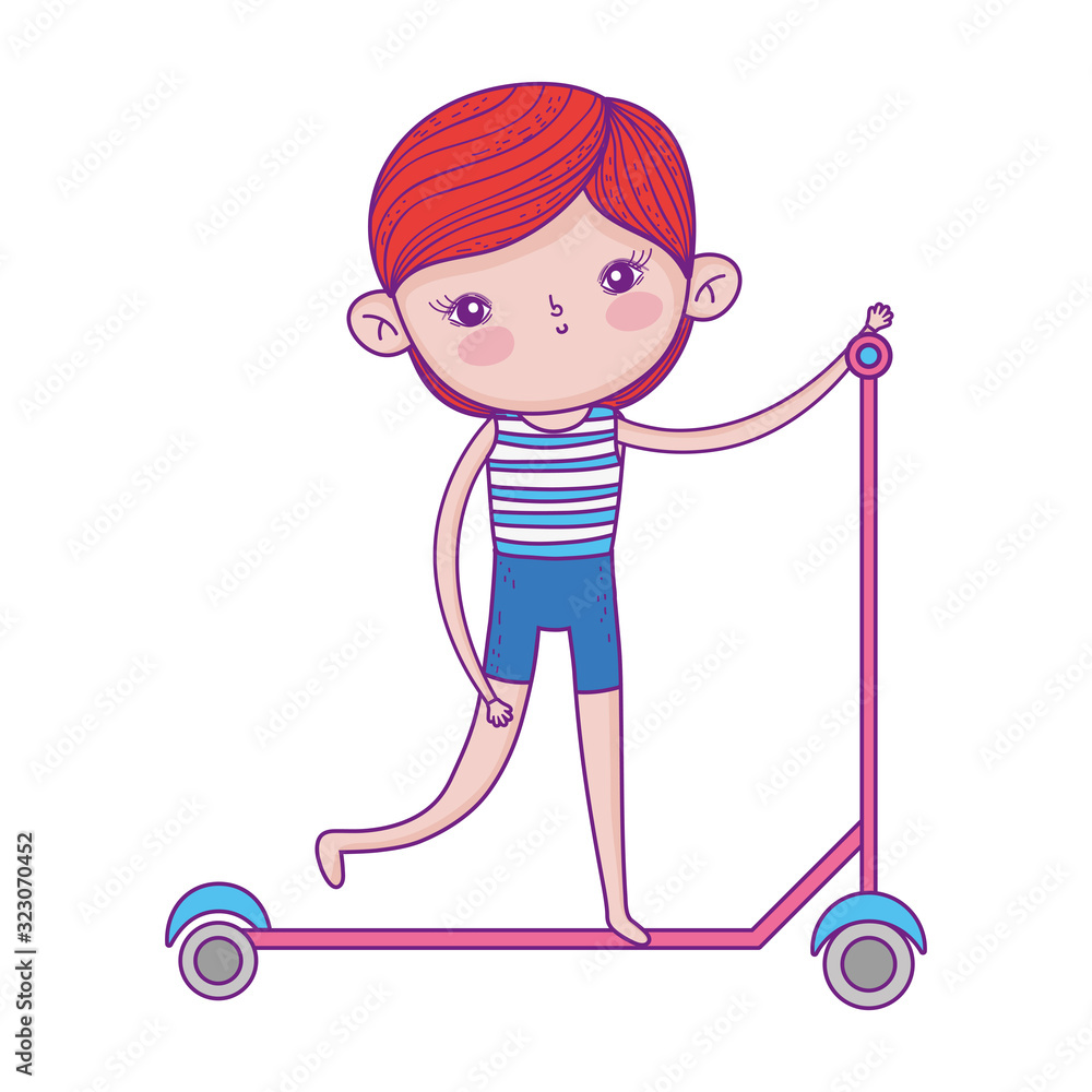 happy childrens day, little boy riding scooter transport cartoon happy childrens day, little boy riding scooter transport cartoon