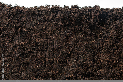 Soil or dirt section isolated on white background photo