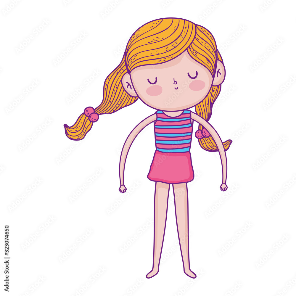 ittle girl with striped shirt and pony tails hair cartoon ittle girl with striped shirt and pony tails hair cartoon