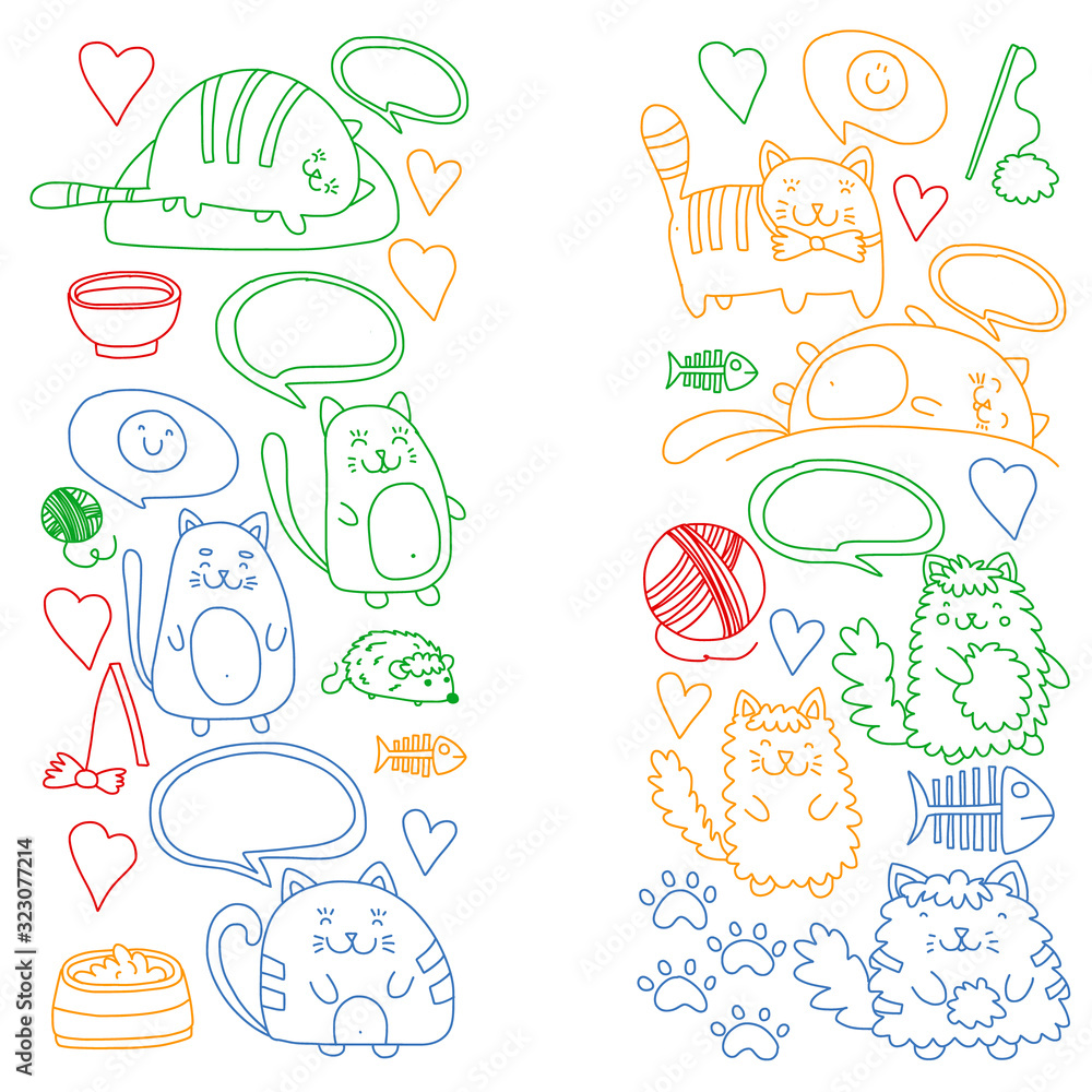 Vector pattern with cute little cats and kittens for children. Vector pattern with cute little cats and kittens for children.