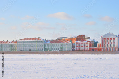 View of University Embankment in Saint Petersburg.