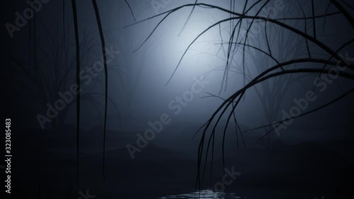 dark horror swamp seamless loop animation 3d render