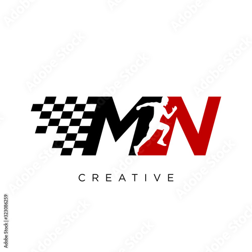 mn run logo design vector icon