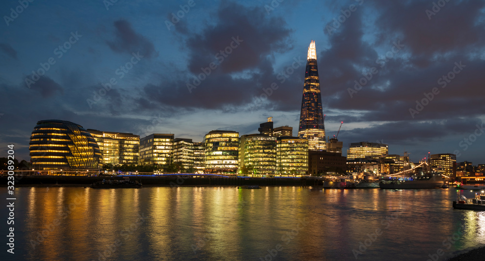 London skyline with river Thames during twilight