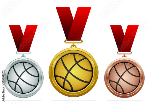 Vector basketball medals set