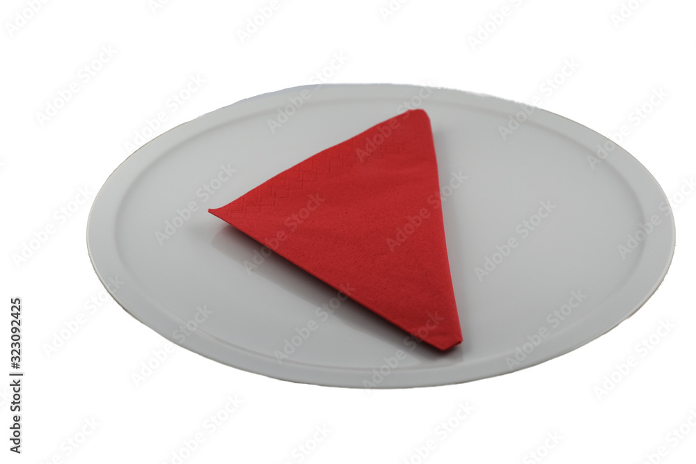 Ceramic Plate with a Red Napkin, Photography Ceramic Plate with a Red Napkin, Photography