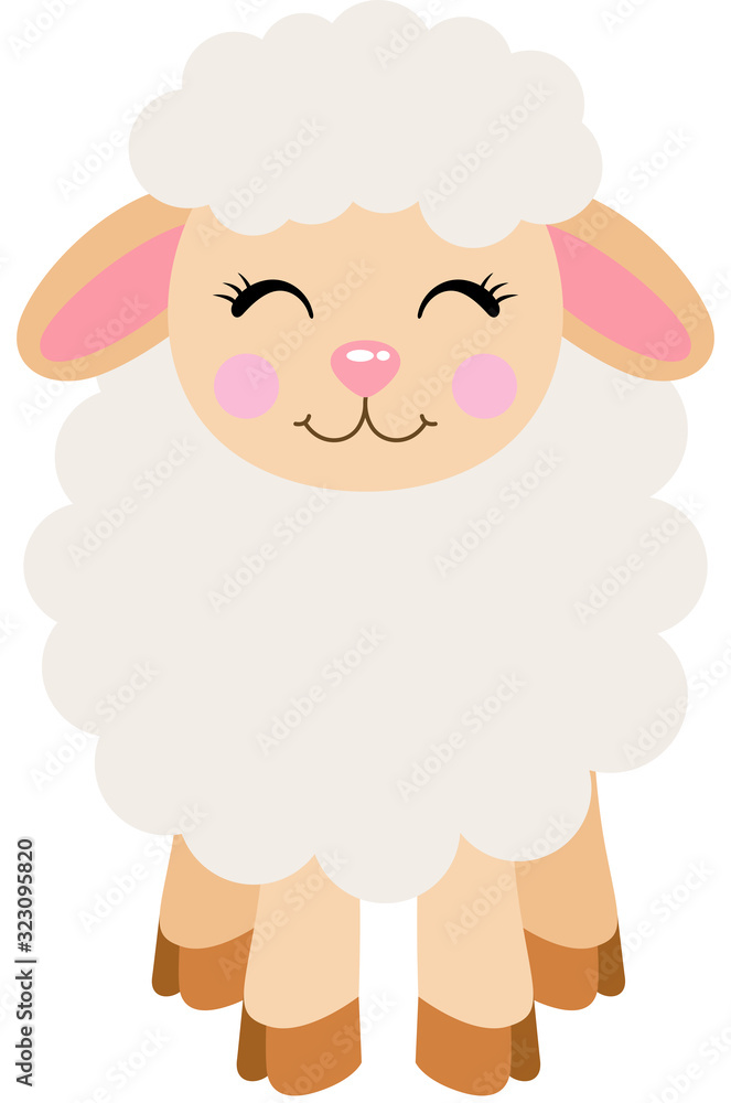 Happy sheep isolated on white Stock Vector | Adobe Stock