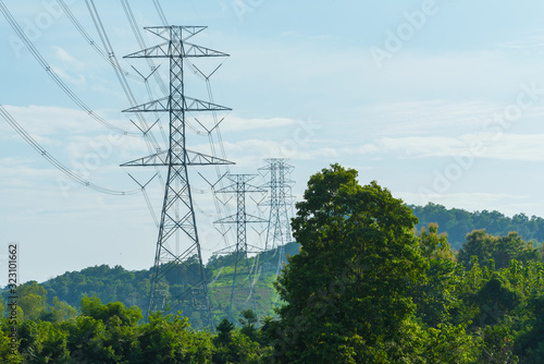 Transmission tower, power tower, electricity pylon supported the overhead power line