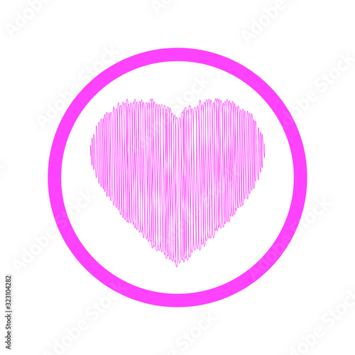 Pink heart scribble with lines texture on white background. Element for your Valentine s Day Design