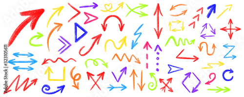 Arrow grunge vector set. Arrow texture vector set. Arrow chalk vector set . Arrows 	