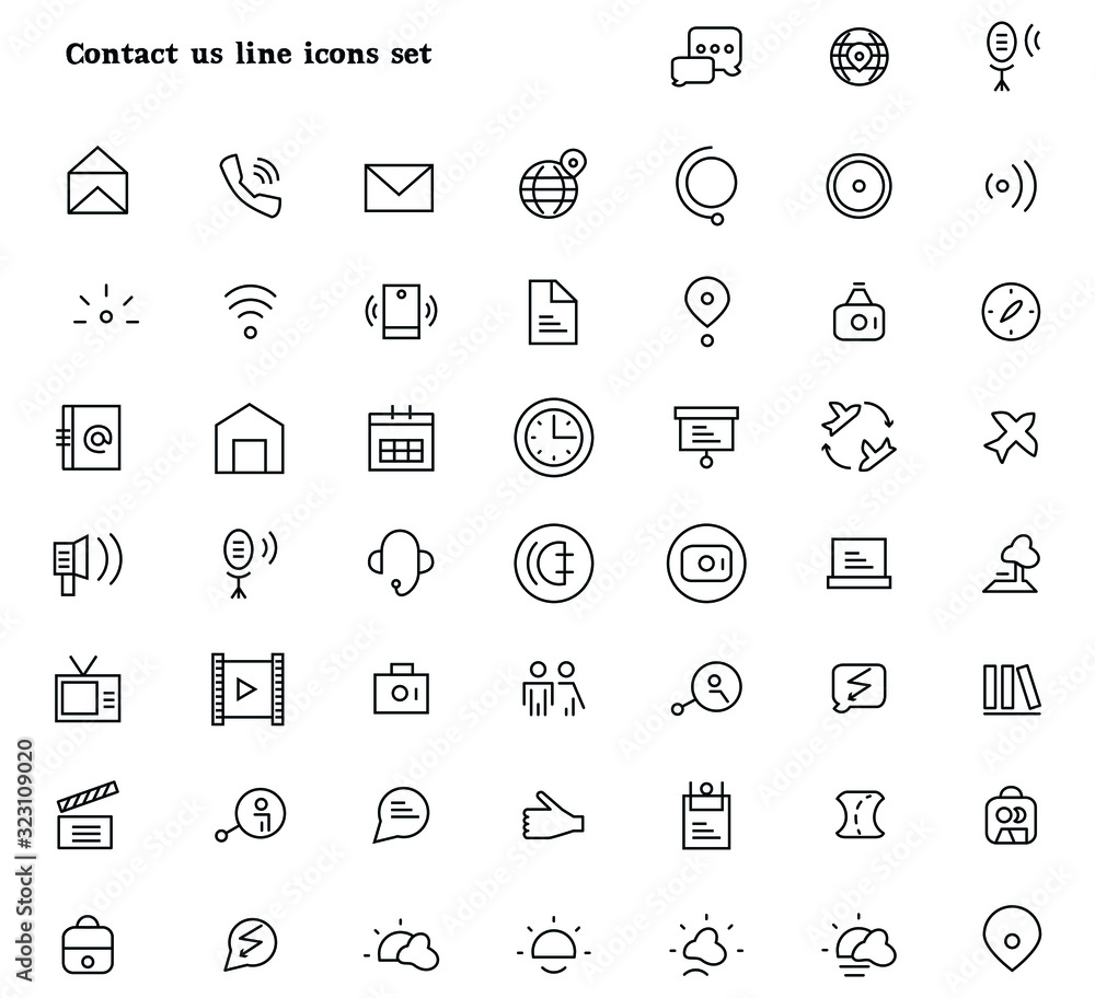 Contact us line icons set vector illustration Contact us line icons set vector illustration