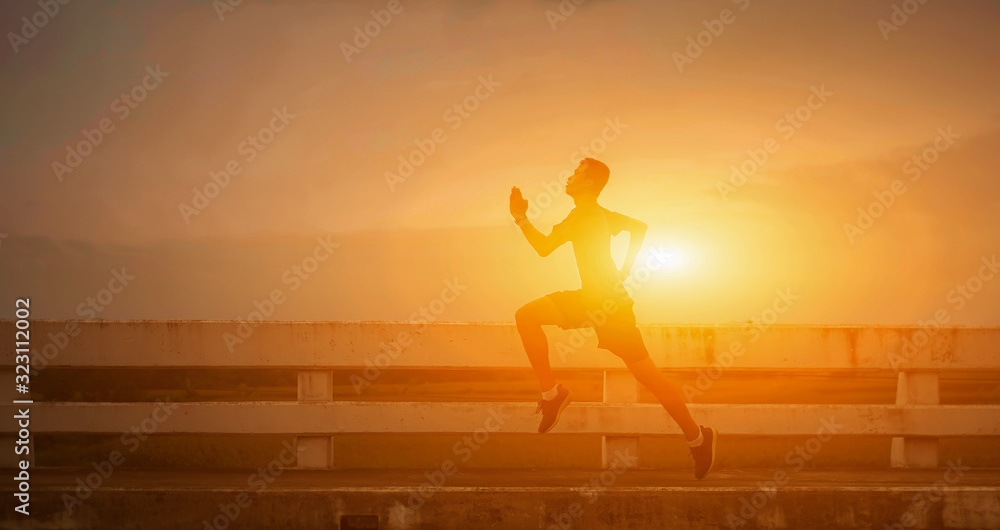 Young black runner man running on the street be exercise and workout in nature countryside road in the morning. Healthy body exercise sports concept. for banner website Young black runner man running on the street be exercise and workout in nature countryside road in the morning. Healthy body exercise sports concept. for banner website