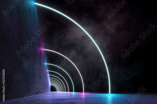 Neon Futuristic Arcs with F...
