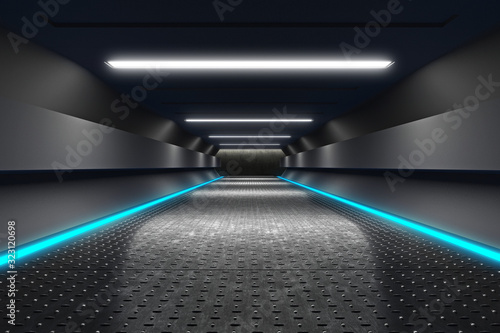 Futuristic Corridor with Ne...