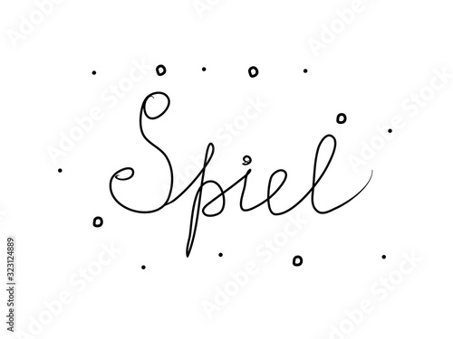 Spiel phrase handwritten with a calligraphy brush. Game in german. Modern brush calligraphy. Isolated word black
