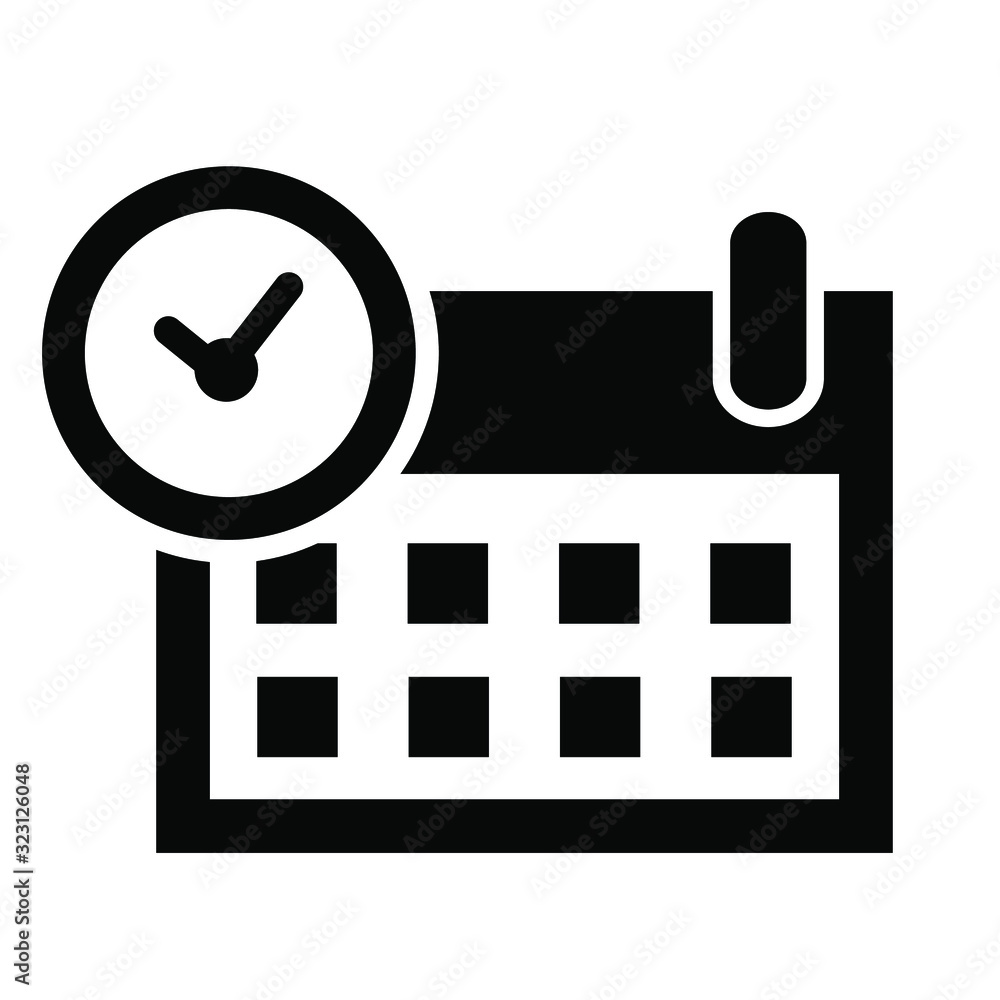 Simple Vector Icon Sign Time and Date, element design for event announecement or invitation, Isolated on White Simple Vector Icon Sign Time and Date, element design for event announecement or invitation, Isolated on White