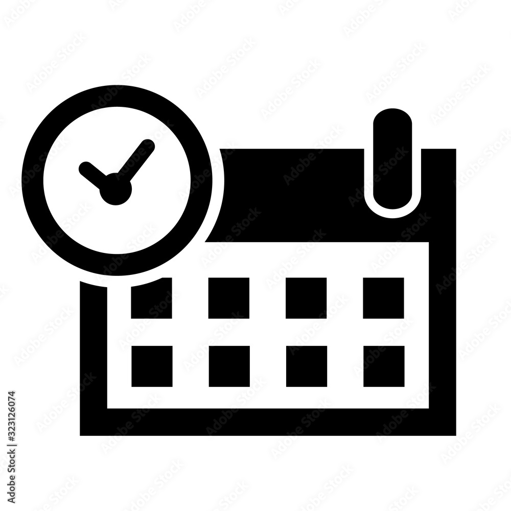 Simple Vector Icon Sign Time and Date, element design for event announecement or invitation, Isolated on White Simple Vector Icon Sign Time and Date, element design for event announecement or invitation, Isolated on White