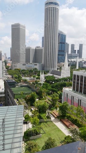 View from the Rooftop Garden of Funan Mall in Singapore photo