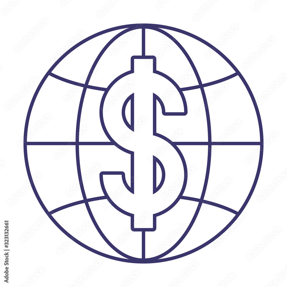 Isolated money dollar global sphere vector design Isolated money dollar global sphere vector design