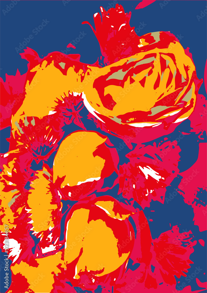 Fototapeta premium Bouquet with roses, cutouts, collage