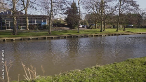 View from one side of the banks of the River Cam in Cambridge, England, UK. photo