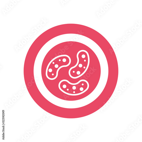 petri dish with bacteria germs, block style icon