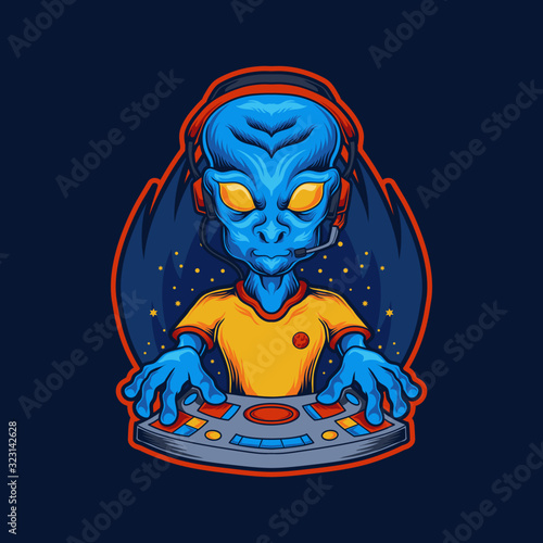 Gamer Alien vector illustration
