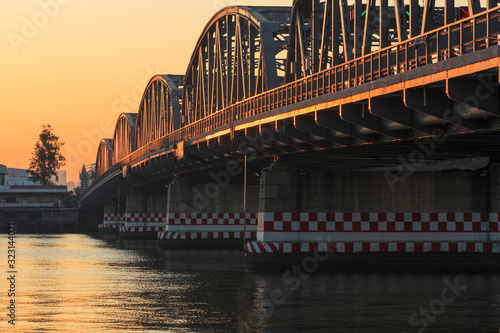 morning time view of Krung Thon Bridge , Thailand